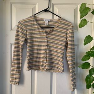 White Fawn (purchased at Tilly’s) Girls XL buttoned striped long sleeved shirt